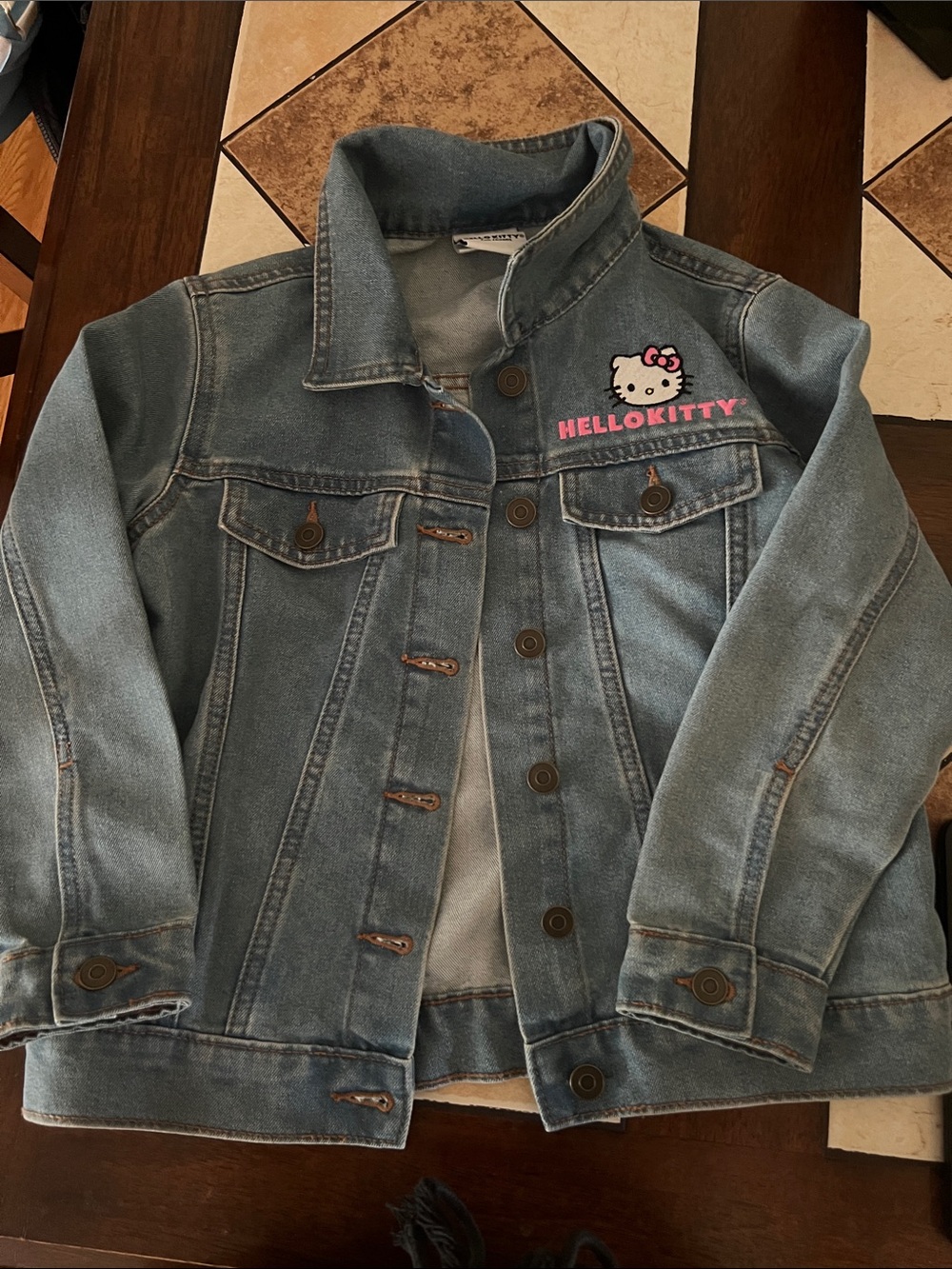 Hello Kitty Blue Denim Jacket with Pink Logo